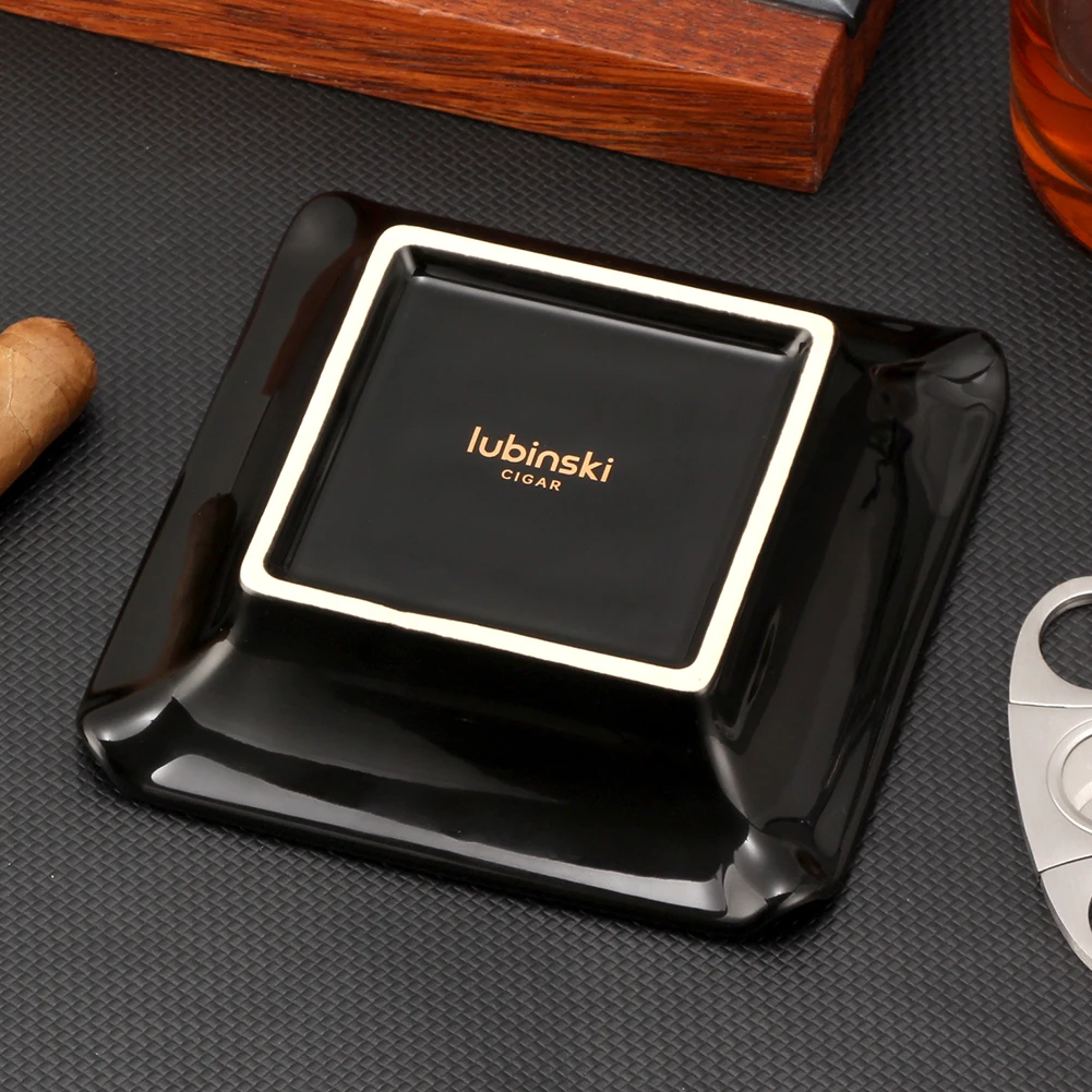 LUBINSKI Square Cigar Ashtray 4 Slot Home Cigar Ashtrays Practical Cigar Accessory for Smoking Ash Holder