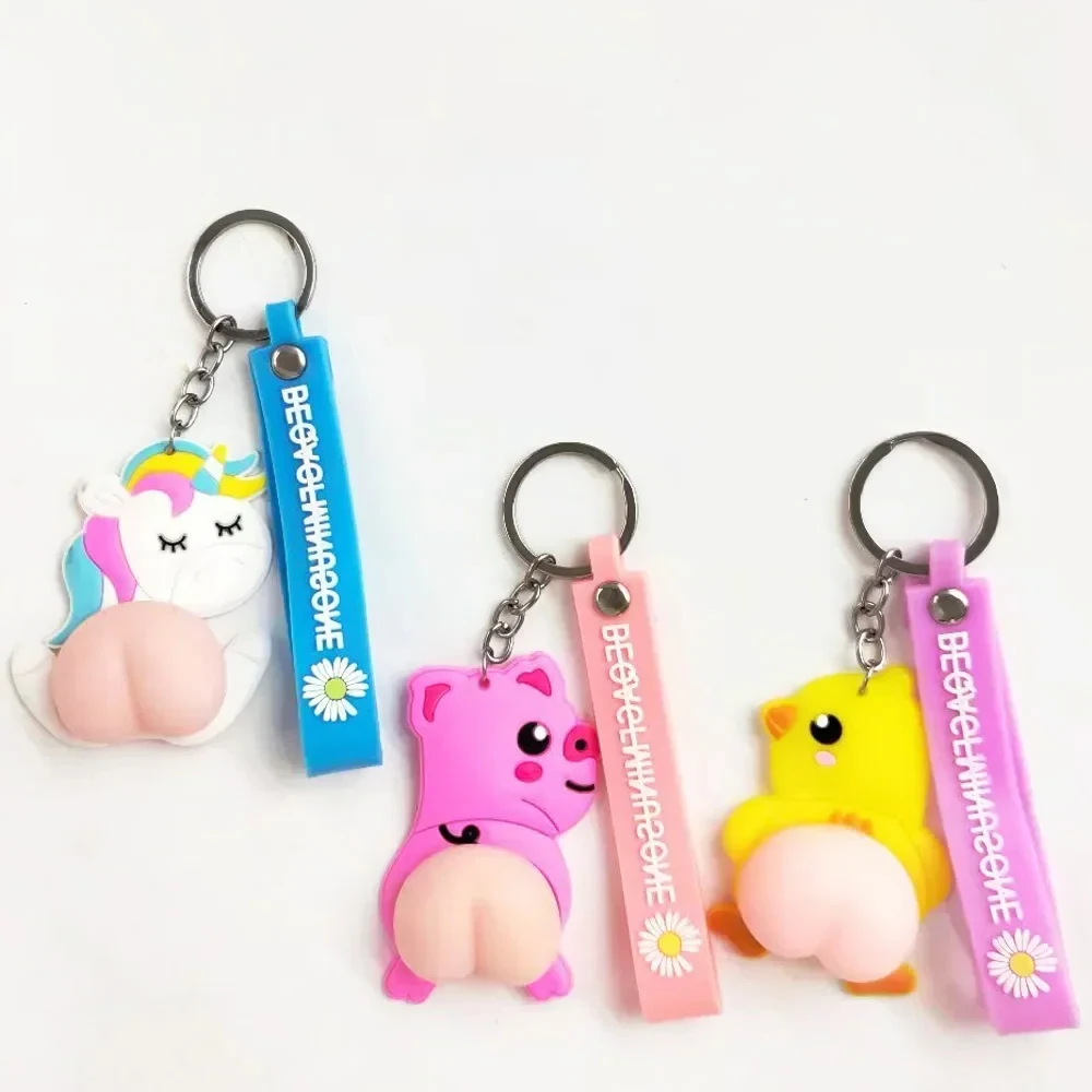 Cute Squeeze Butt Key Ring Fidget Butt Doll Cartoon Mini Keychain Squishy Ball Novelty Gift  Key Chain Car Keychain  Keyring