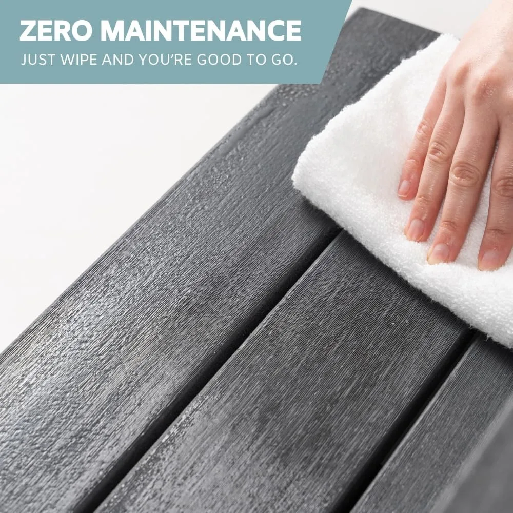 خطوات حوض الاستحمام الساخن - بلاستيك بمظهر خشبي، مقاوم للماء بنسبة 100%، رمادي غير قابل للانزلاق، سلالم سبا خارجية شديدة التحمل - متعددة الاستخدام للشرفة