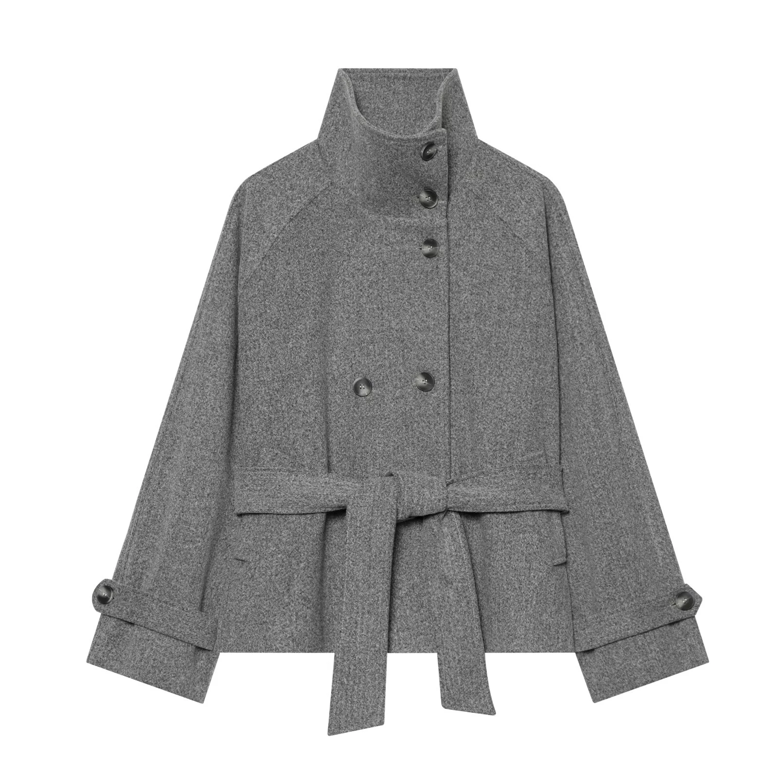 European and American style women's clothing new fashion versatile solid color long sleeved tie up waist slimming jacket