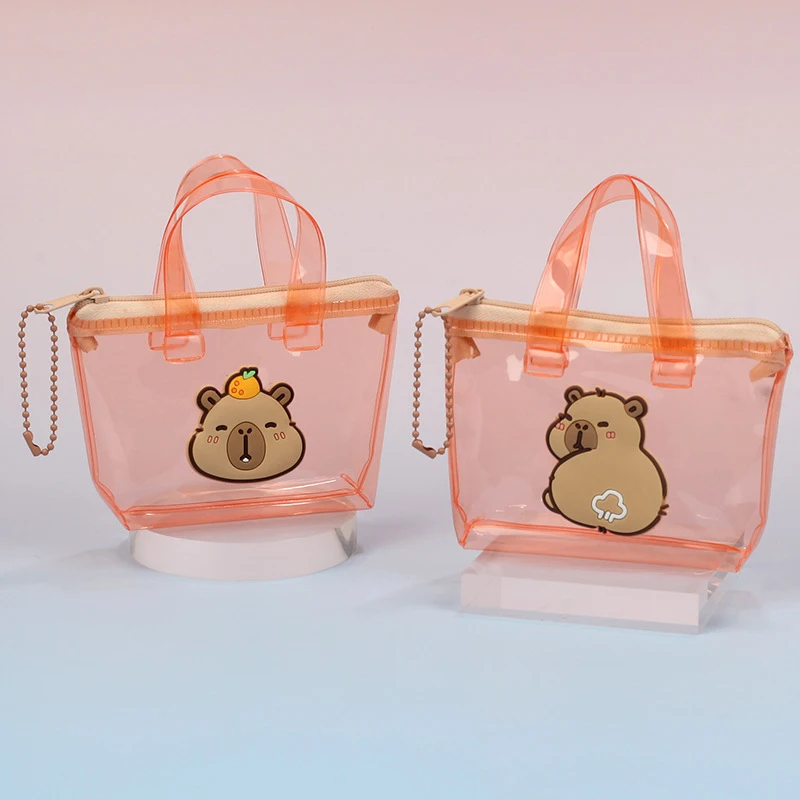 

Милый прозрачный мини-кошелек Capybara-портативный мини-косметичка для наушников, дорожный косметический органайзер