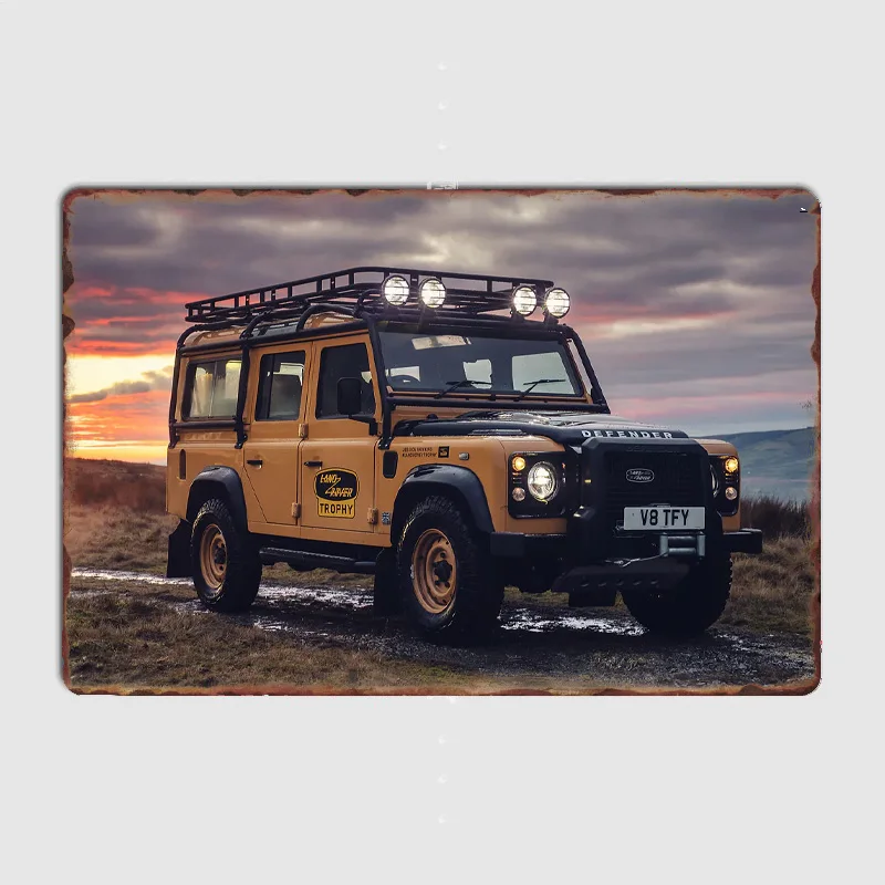 

Defender Works v8 Classic Car OffRoad SUV Posters Retro Metal Poster Sign Garage Club Indoor Wall Room Decoration Home Decor