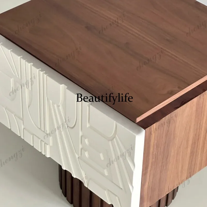 Solid wood bedside table French retro, light luxury storage, home living room bedside table