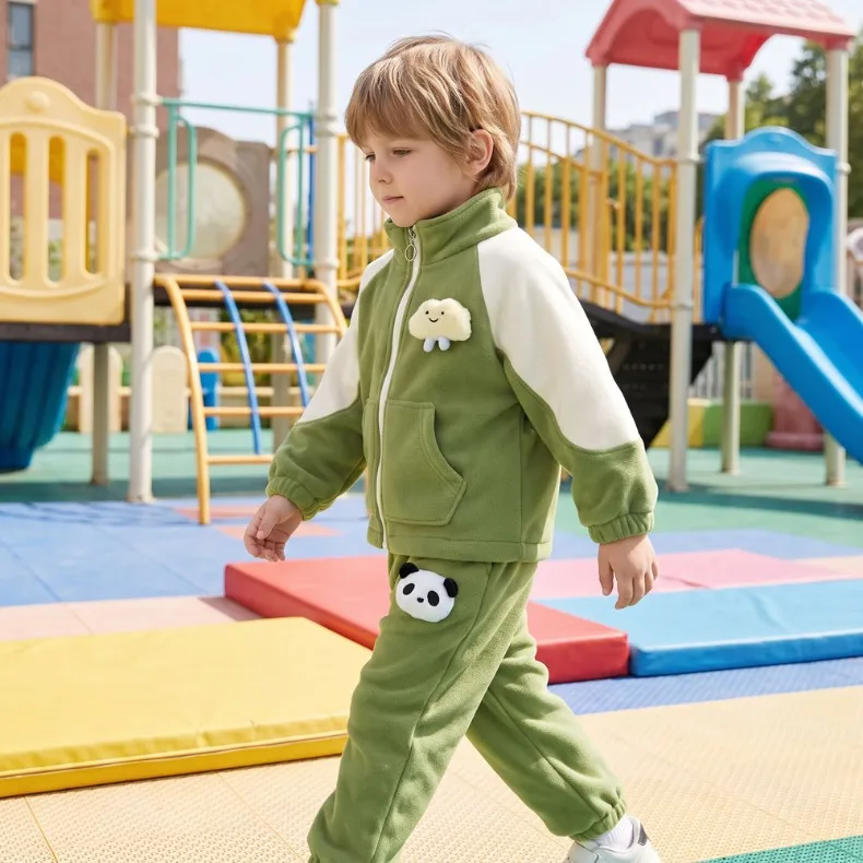 2026 Winter Verdickter Fleece Warmer Jungen- und Mädchen-Mantel + Lange Hose 2-Teiliges Set Kinder Plus Kaschmir-Hosenanzug Kinderjacke mit Reißverschluss – Detail 9