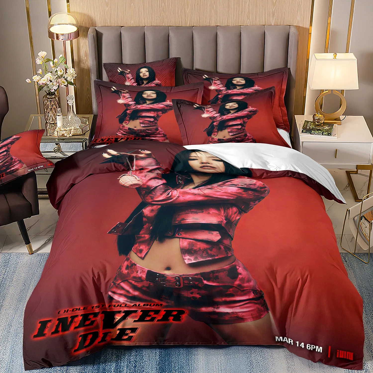 

Christmas gidle girl group Bedding Sets Queen King Size Quilt Cover Duvet Cover Sets With Pillowcases Adults Christmas Gifts