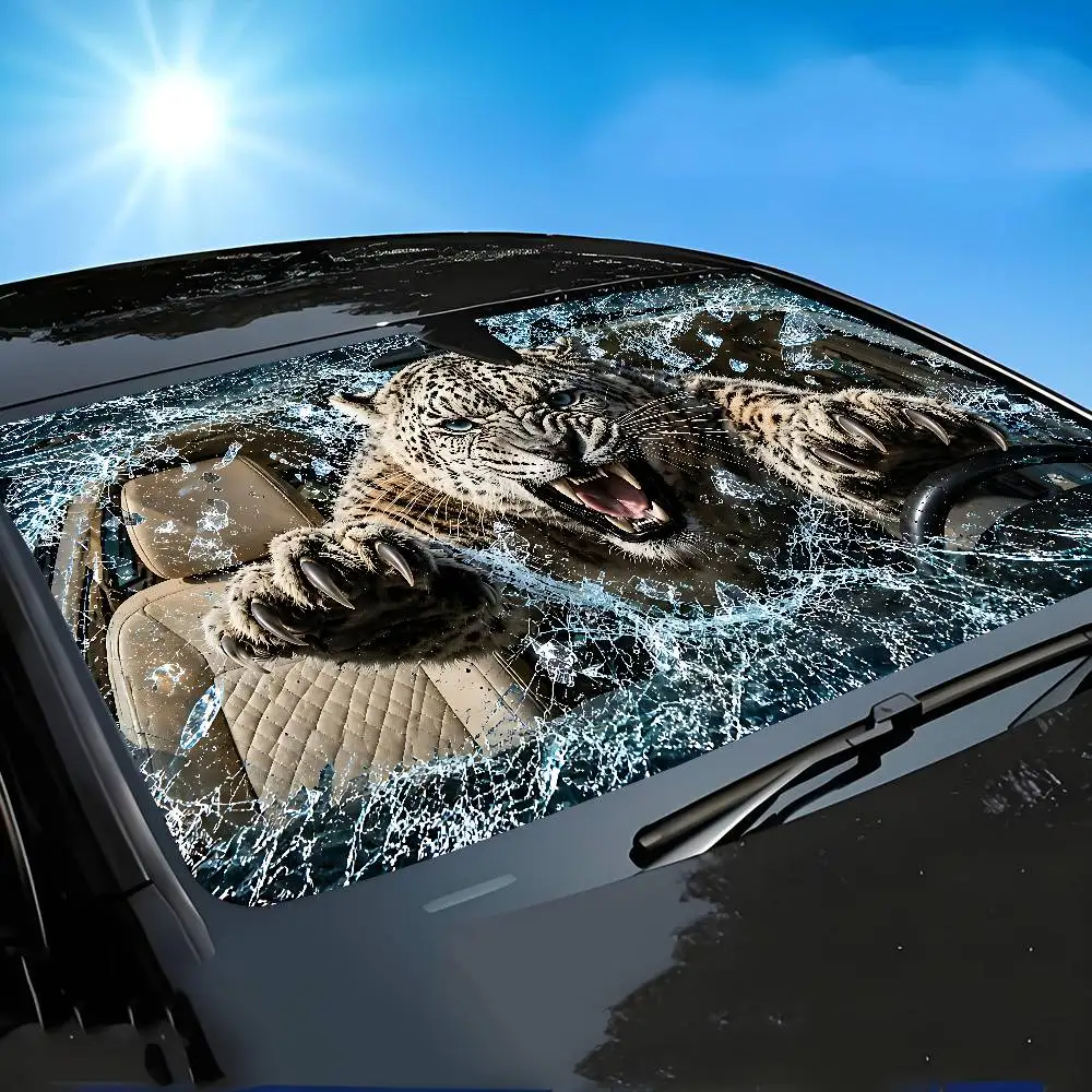 Animals Breaking Out Through The Window Car SunShade Windscreen Cover Shade Car SunShade UV Rays Car Sun Visor Protector