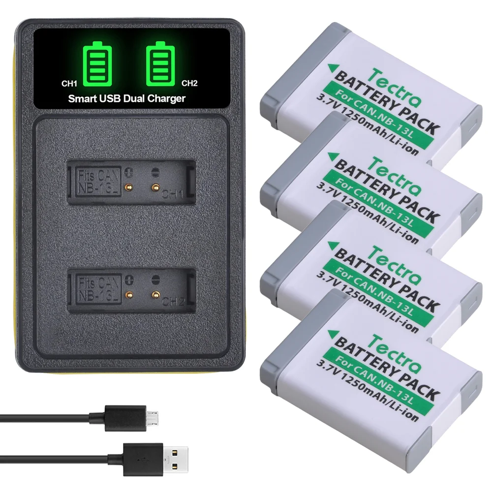 1250mAh NB-13L NB13L Battery&LED Type C Charger for Canon G7 X Mark II G7X PM165 G5 X G5X G9 X G9X SX620 SX720 HS