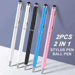 2 Pcs 2 in 1 Universal Stylus Pen Ball Pen Drawing Tablet Capacitive Screen Touch Pen for Mobile Phone Apple iPad Pencil