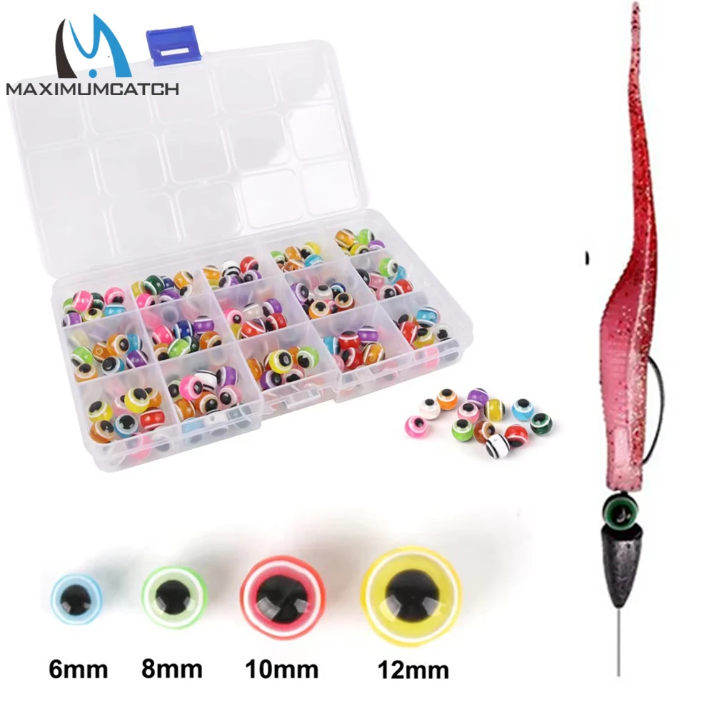 

Maximumcatch 120-300 шт. бусины для рыболовных глаз - 6/8/10/12 мм разноцветные бусины для глаз с пластиковой коробкой для завязывания мушек и приманок