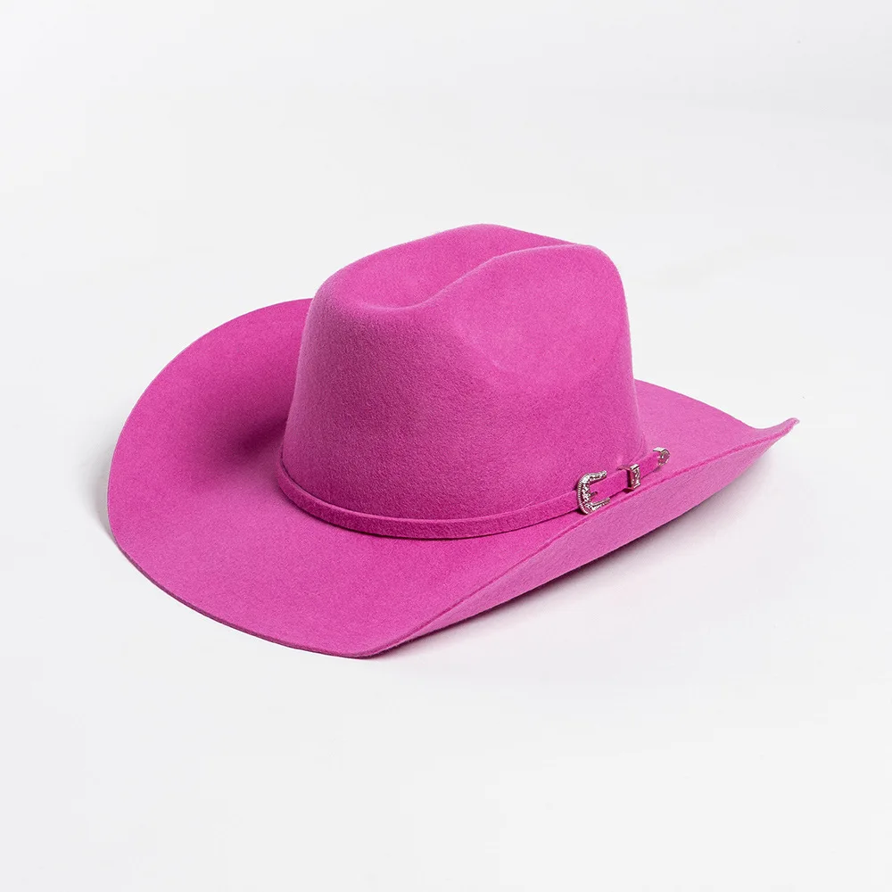 Cowboyhut aus 100 % Wolle, Herbst und Winter, gleiche Farbe, Accessoires, klassischer Panama-Cowboyhut, Sombrero Vaquero – Detail 1