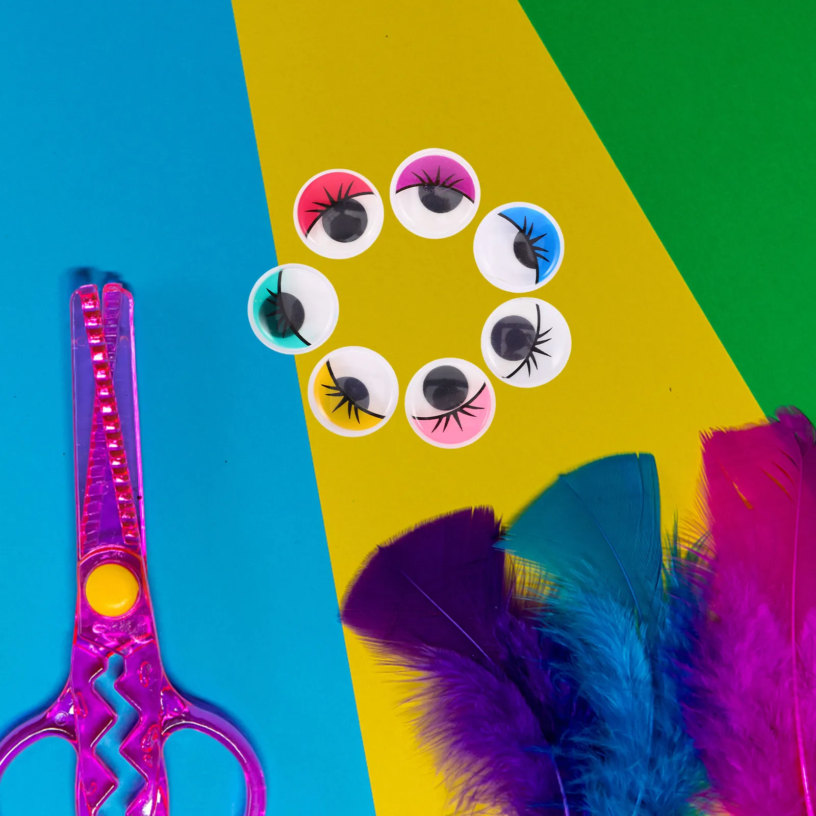 

50 шт. 20 мм разноцветные круглые пластиковые глазки-наклейки самоклеящиеся для скрапбукинга, рукоделия и творчества