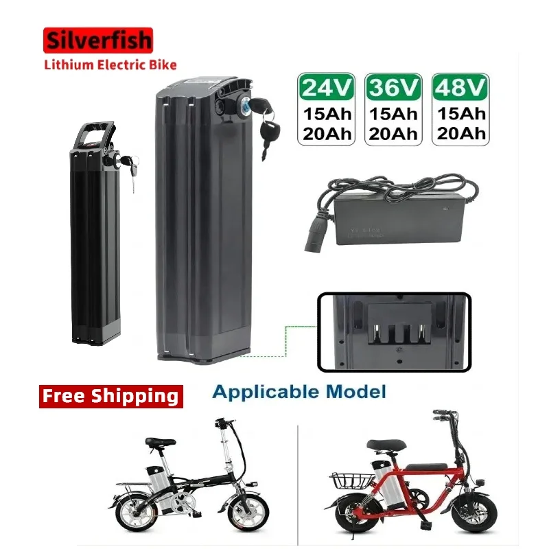 

36V 24V Lithium Ion Electric Bike Bicycle 48V 20AH Silverfish Lithium Electric Bike 800W 1000W 48V18650 Battery Pack+charger