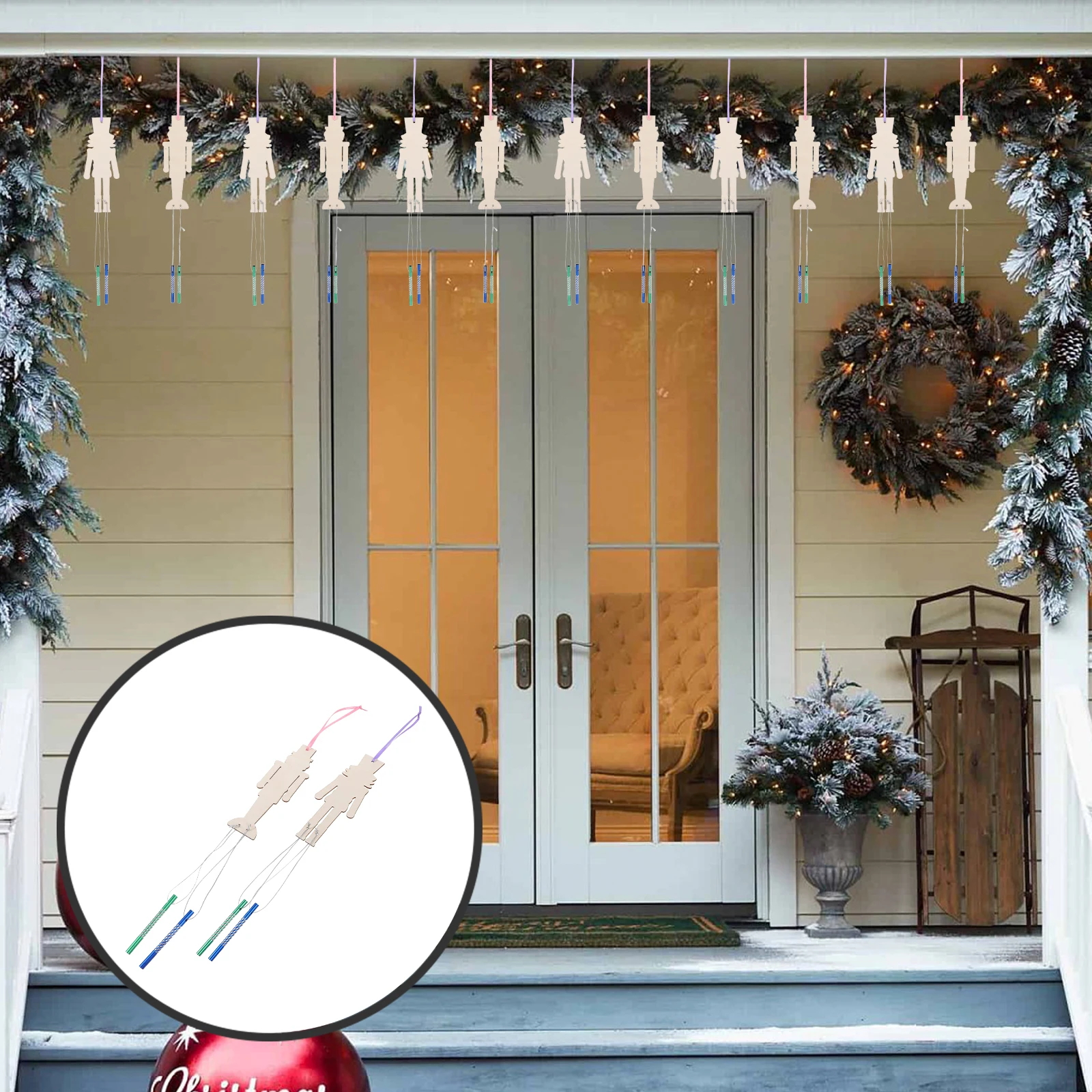 

Nutcracker Wind Chime Decoration Christmas Craft Bells Decorative Pendant