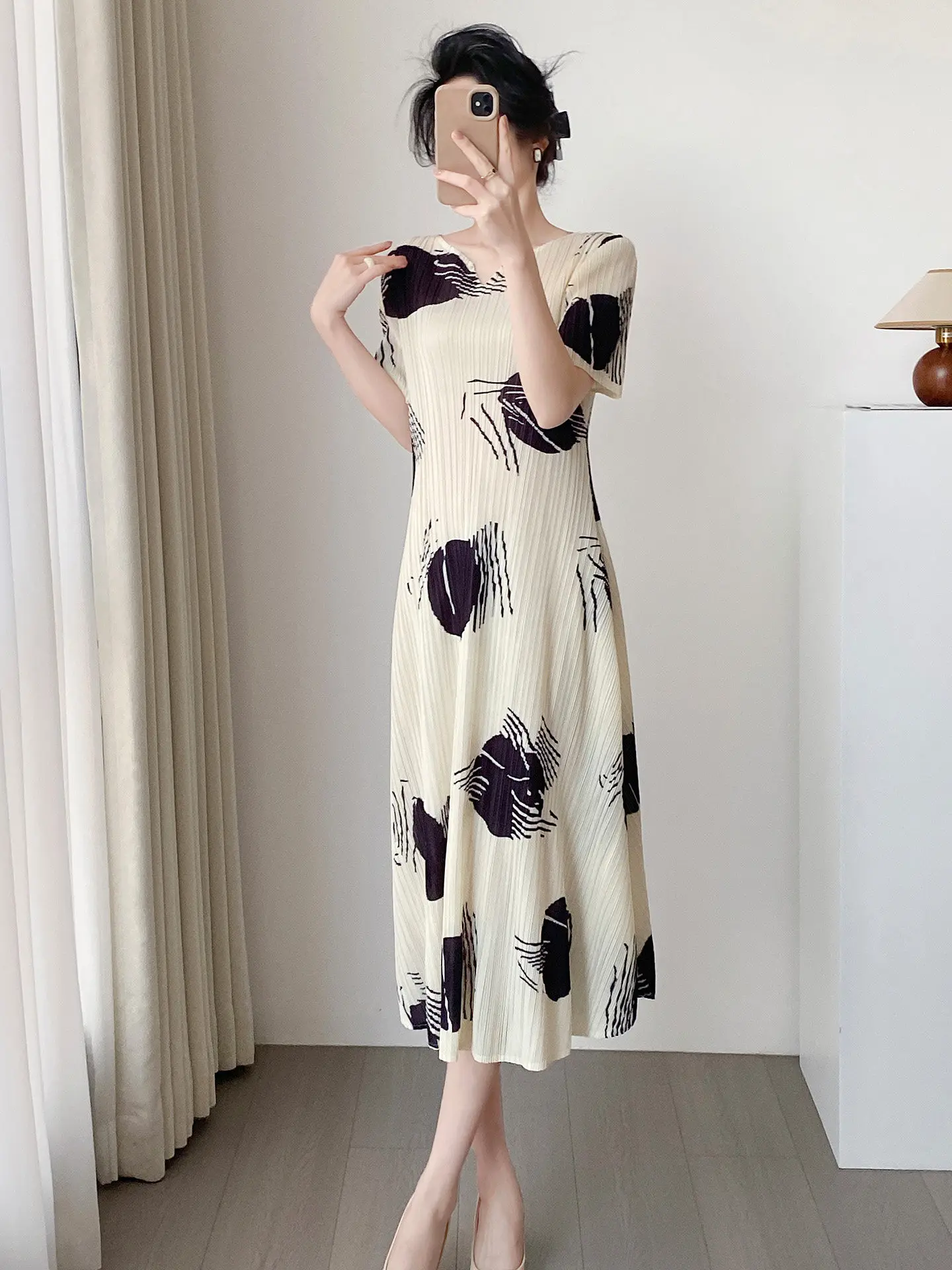 

Женская летняя юбка миди с художественным принтом, завышенной талией, облегающая, для офиса, из полиэстера, стандартный крой, круглый вырез...