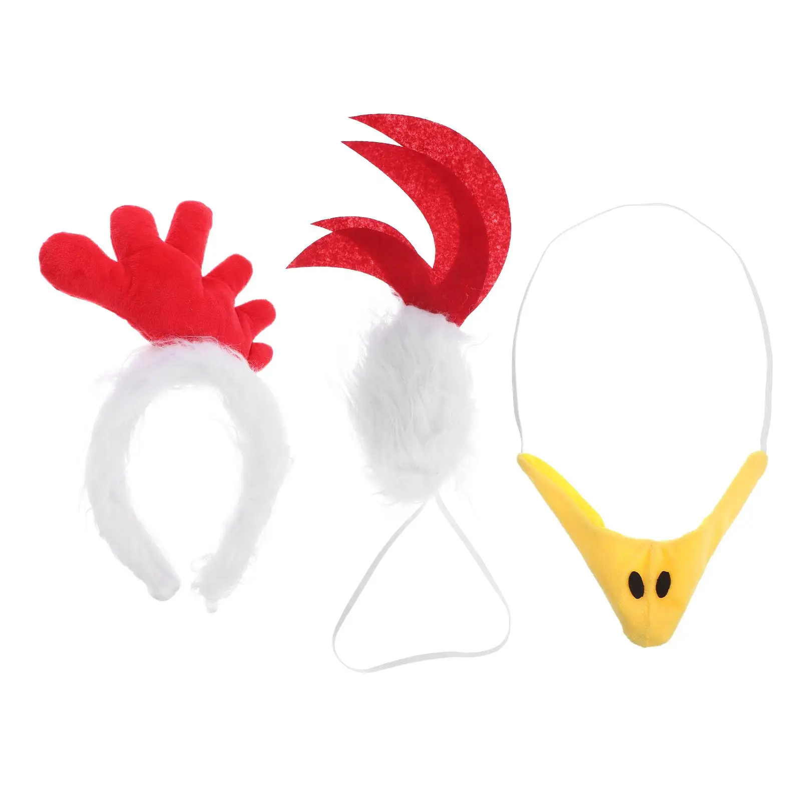 3Pcs Rooster Headband Party Accessories Comfortable Material Women Farm Animal Hats Cosplay Props Chicken Headdress Hair