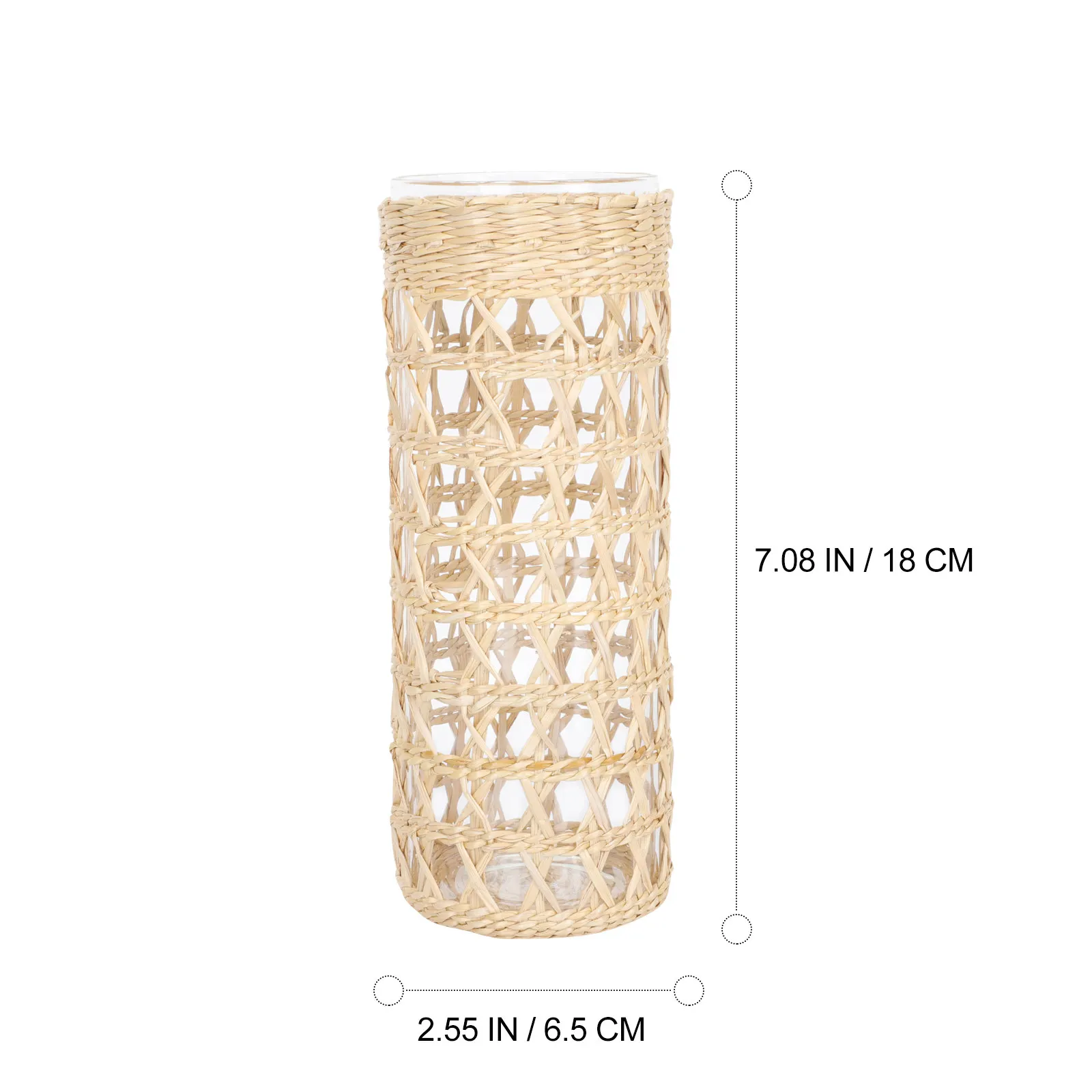 Straw Weaving Glass Cup Mosaic Surface Decorative Container Aromatherapy Home Wedding Party Table Decor