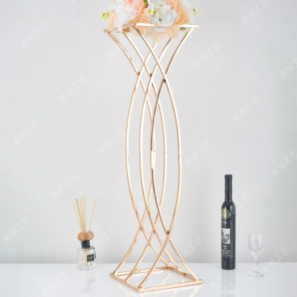 80cm 6/10pcs wedding props, golden ironwork square frame flower stand decoration, T-stage background placement of festival items
