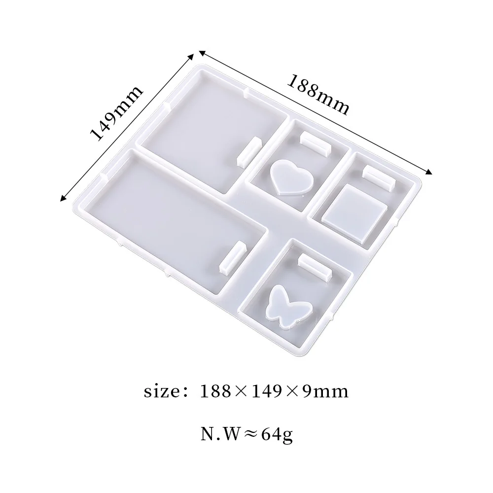 Diy Crystal Epoxy Siliconen Mal Rechthoekige Liefde Hartvormige Vlinder Hanger Sleutelhanger Opknoping Sieraden Quicksand Mallen