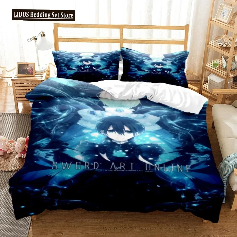 

SAO Anime Art Print Three Piece Bedding Set Fashion Article Boys Or Adults For Beds Quilt Covers Pillowcases Bedding Set