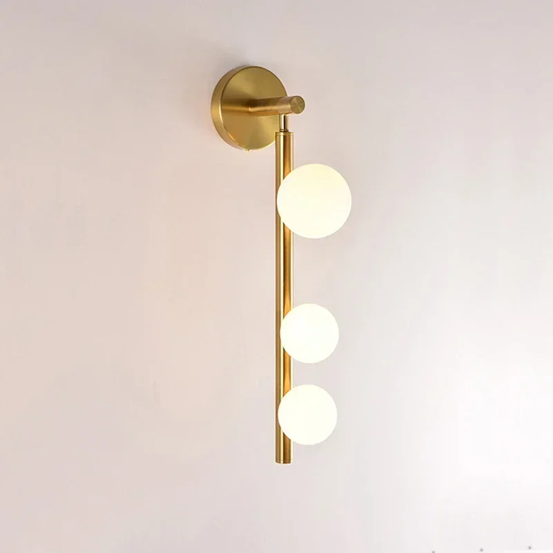 

White Glass Ball Wall Lights For Living Room Coffee Shop Bedroom Gold Black Pearl Wall sconce bathroom Mirror light