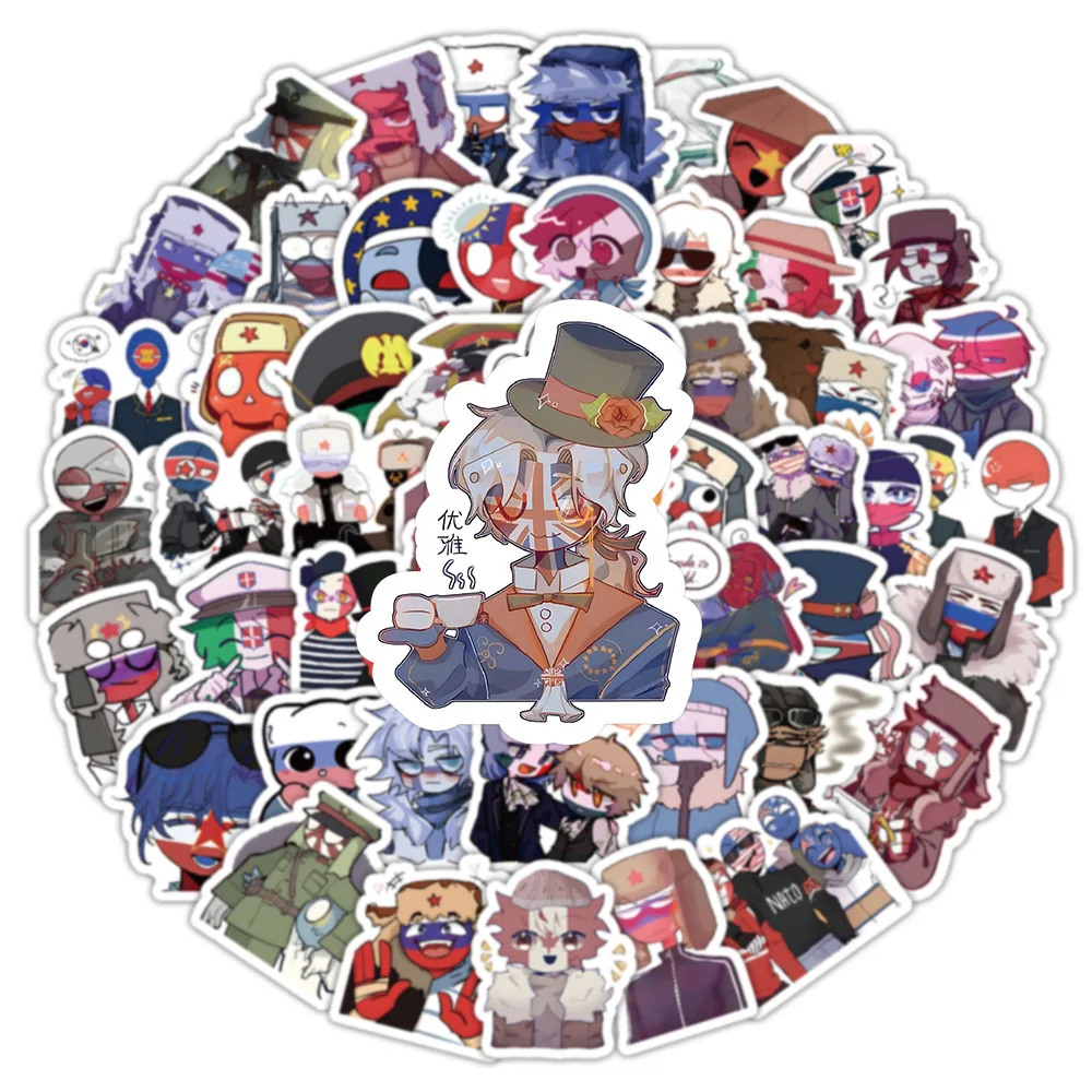 103PCS Anime Cool Game Countryhumans Stickers Cute Cartoon Character Graffiti Decoration Retro Vinyl Sticke Toy