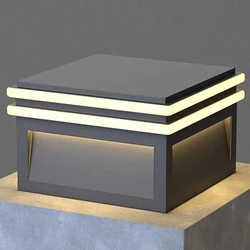 Outdoor IP65 Waterproof LED Square Solar Pillar Light Courtyard Street Lamp For Pillar Chapiter Fence Door Post Path Lighting