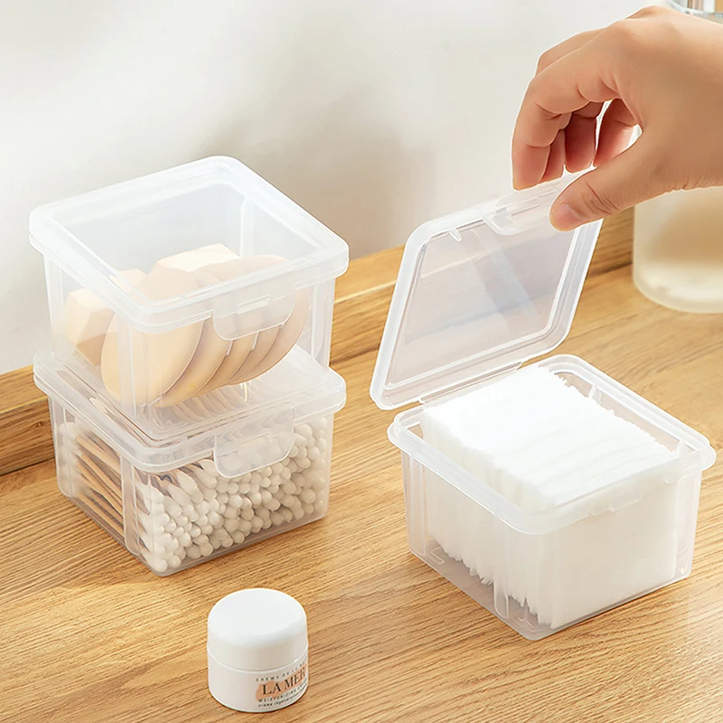 Dust-proof Cotton Swab Storage Box Cosmetic Sponge Box Transparent Beauty Egg Cosmetic Pads Box Bathroom Organizer Case