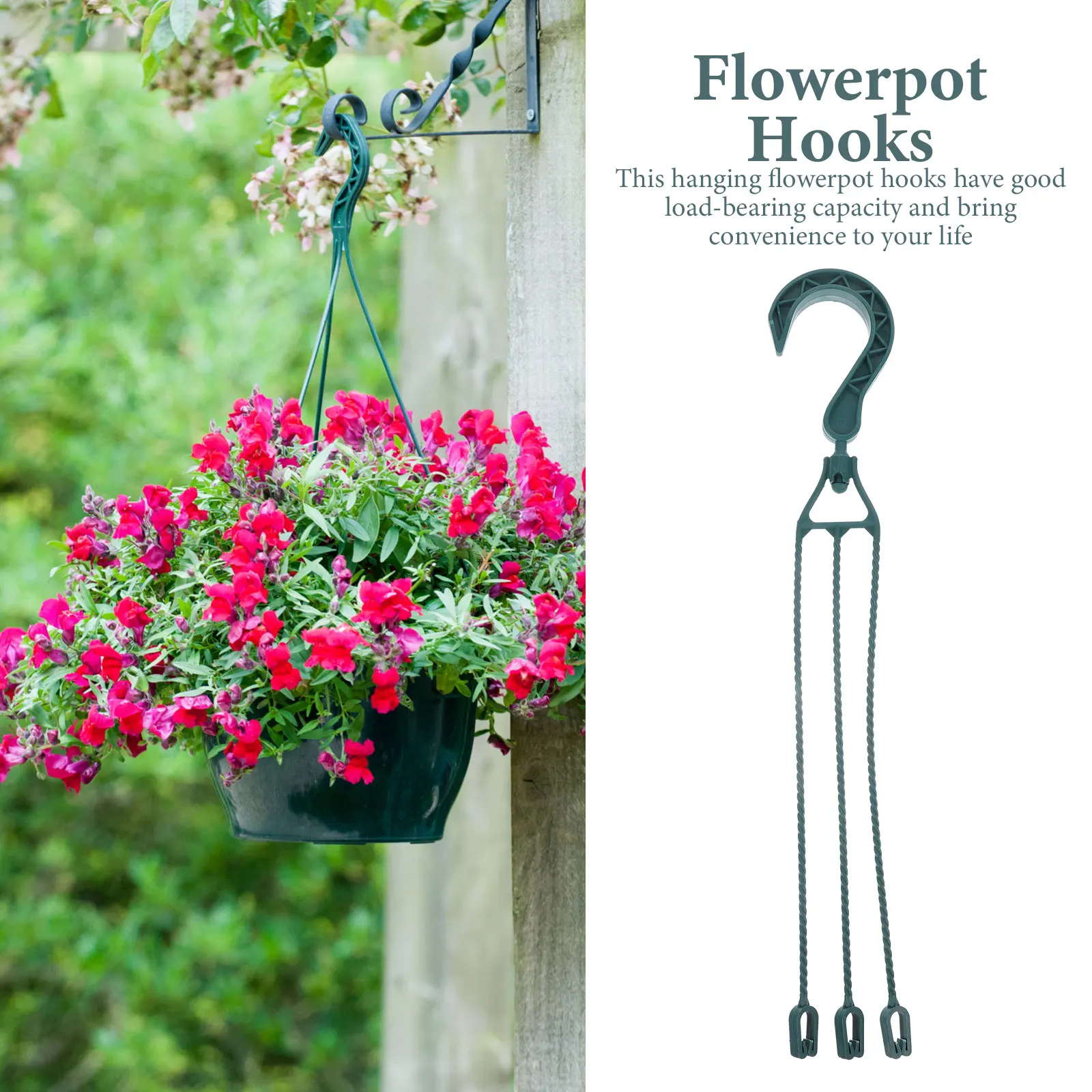

5pcs 40cm Rotatable Plastic Flowerpot Hangers Hooks for Balcony Garden Room Plant Pot Hanging Swing Hooks Storage Accessories