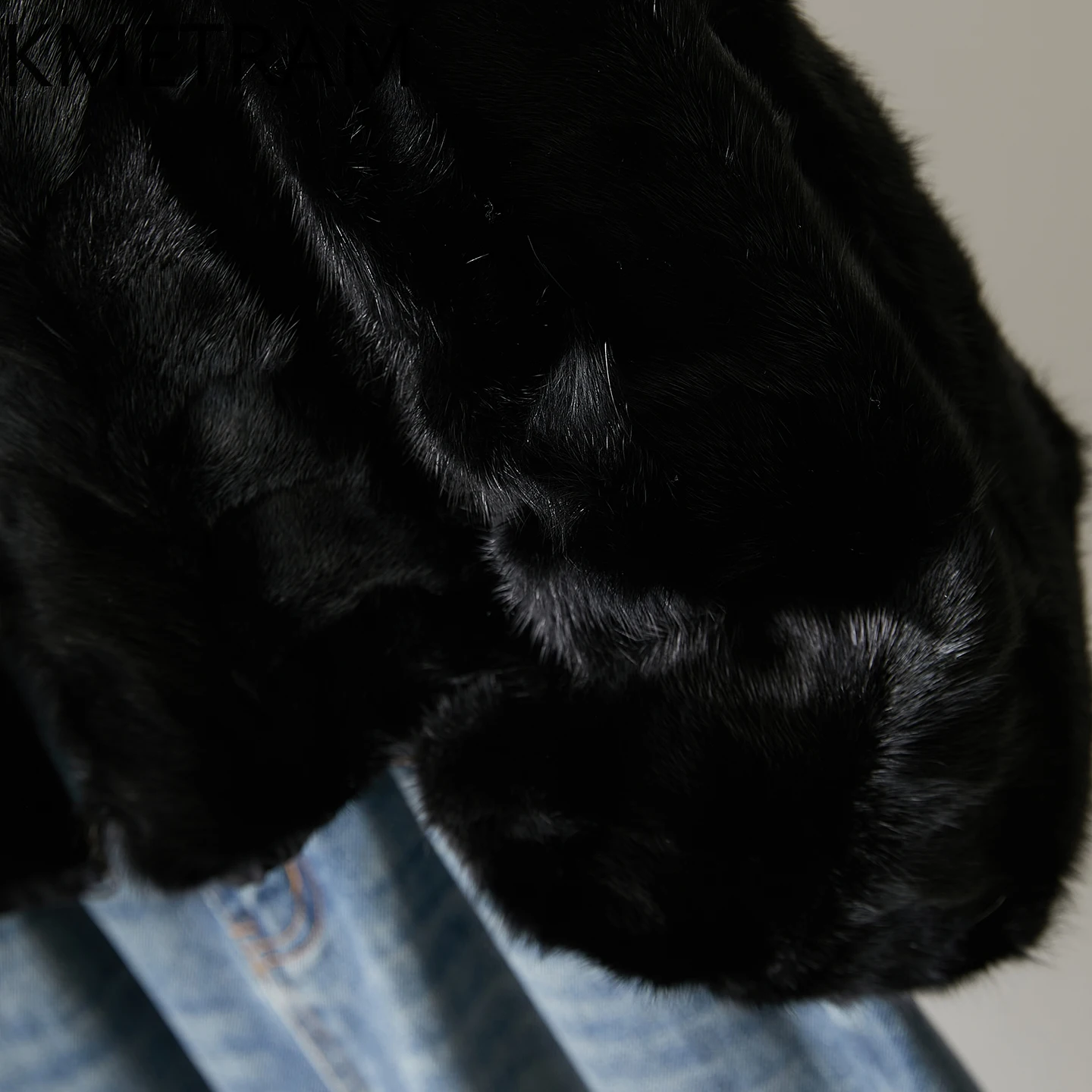 سترة KMETRAM من فرو المنك الطبيعي معطف فرو أسود على الوجهين معاطف وسترات شتوية قصيرة للسيدات 2025 ملابس نسائية ropa mujer