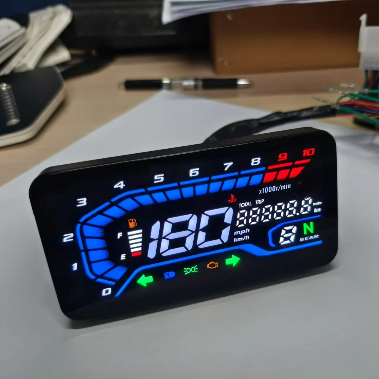 Waterproof Digital Motorcycle Dashboard Meter, Universal, LED, RPM, Speedmeter, 199 km/h, 12V