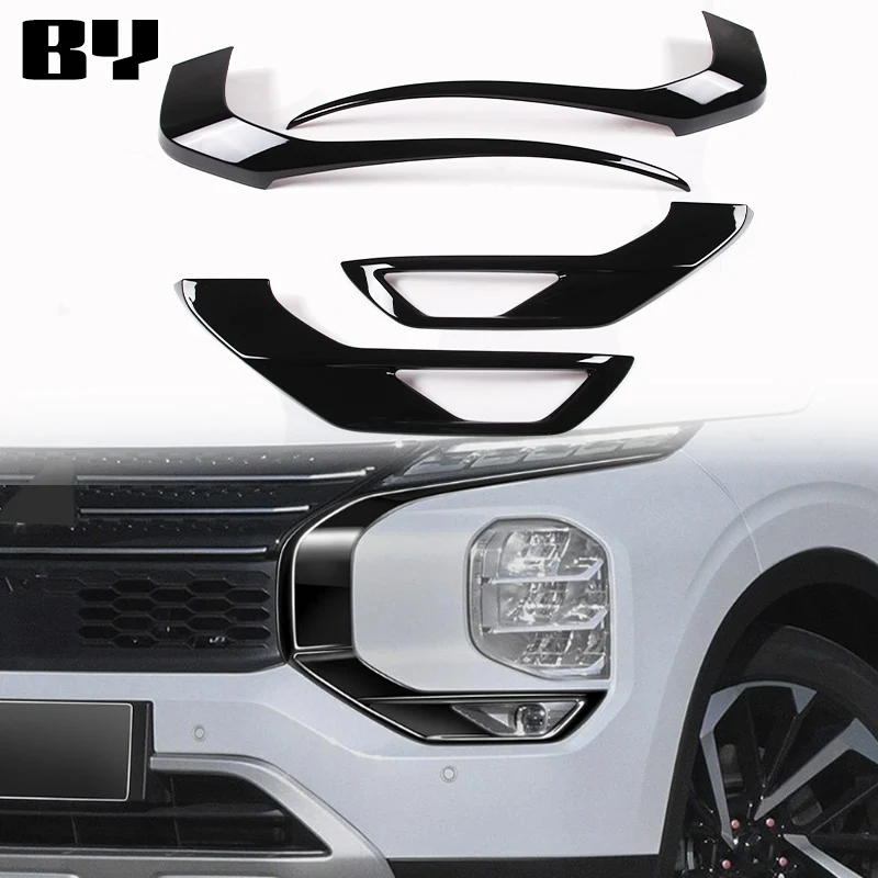 

For Mitsubishi Outlander 2023-2024 ABS Black Car Front Grille Grill Mesh Cover Trim Sticker Car Accessories