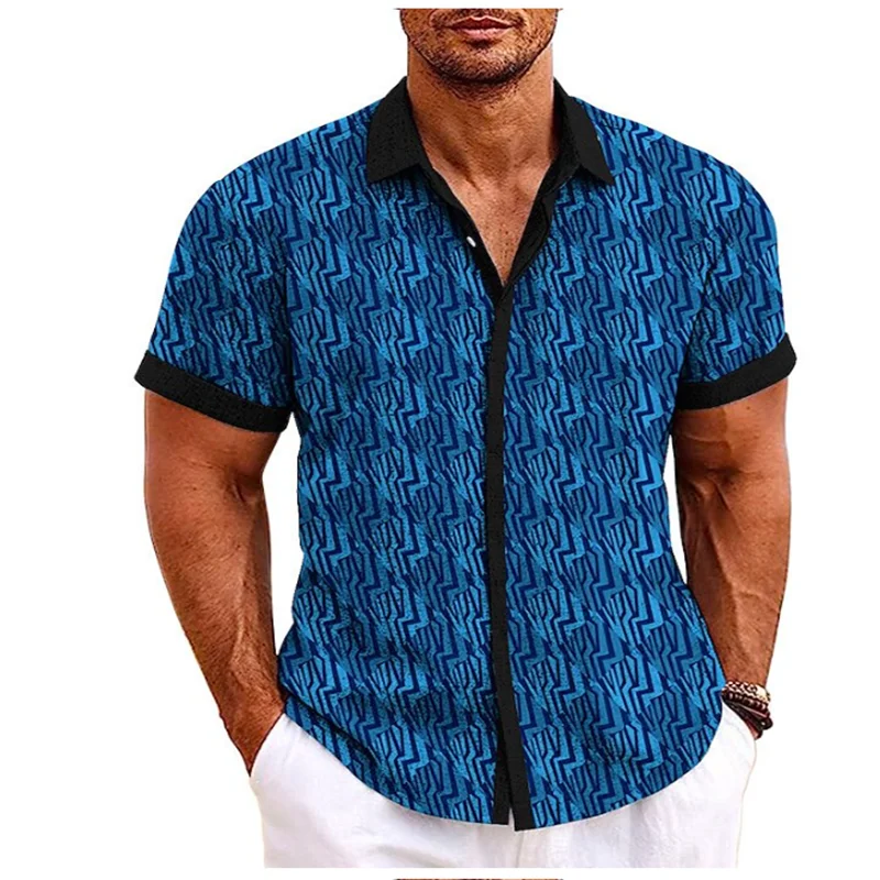 2023 Men\'s Shirt Leaf Print Lapel Button Shirt Outdoor Street Short Sleeve Clothing Oversized Fashion Designer Casual Soft 5XL