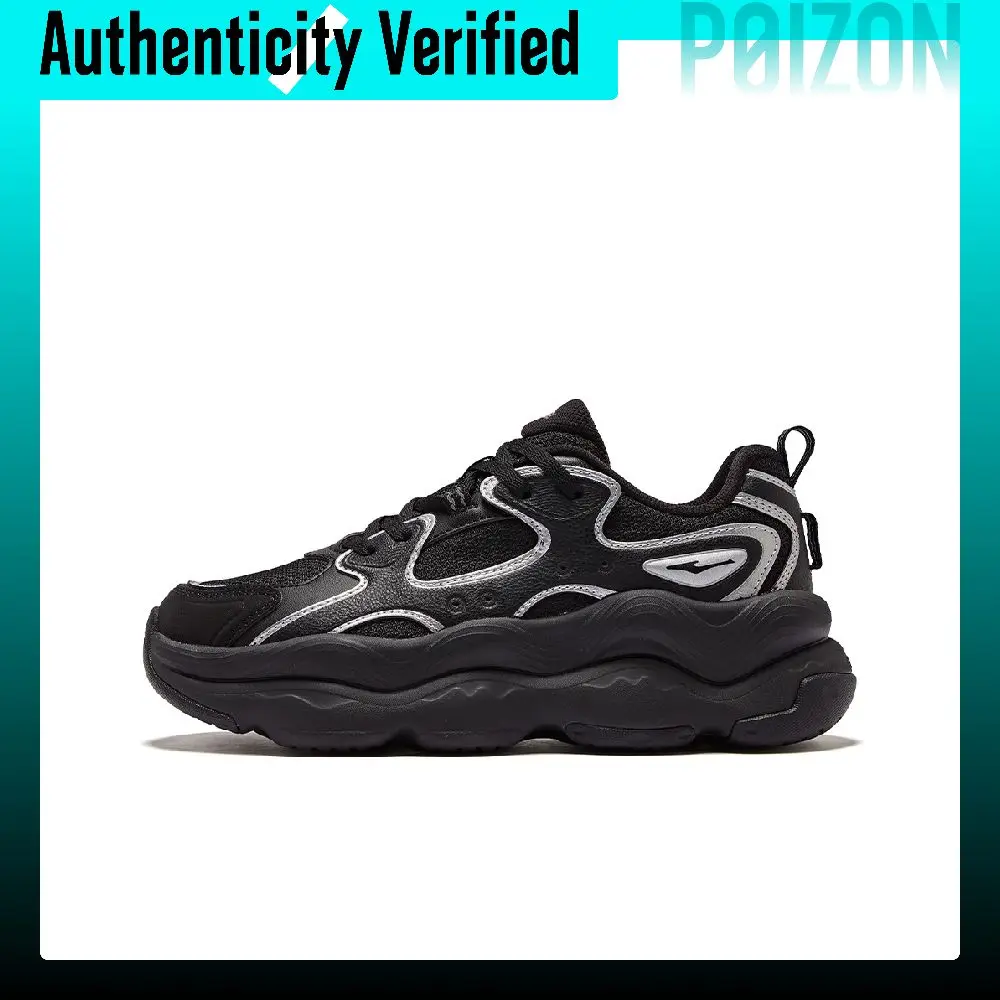 Erke Casual Shoes Women's Low-top Jet Black/Bright Silver 52126302114-003