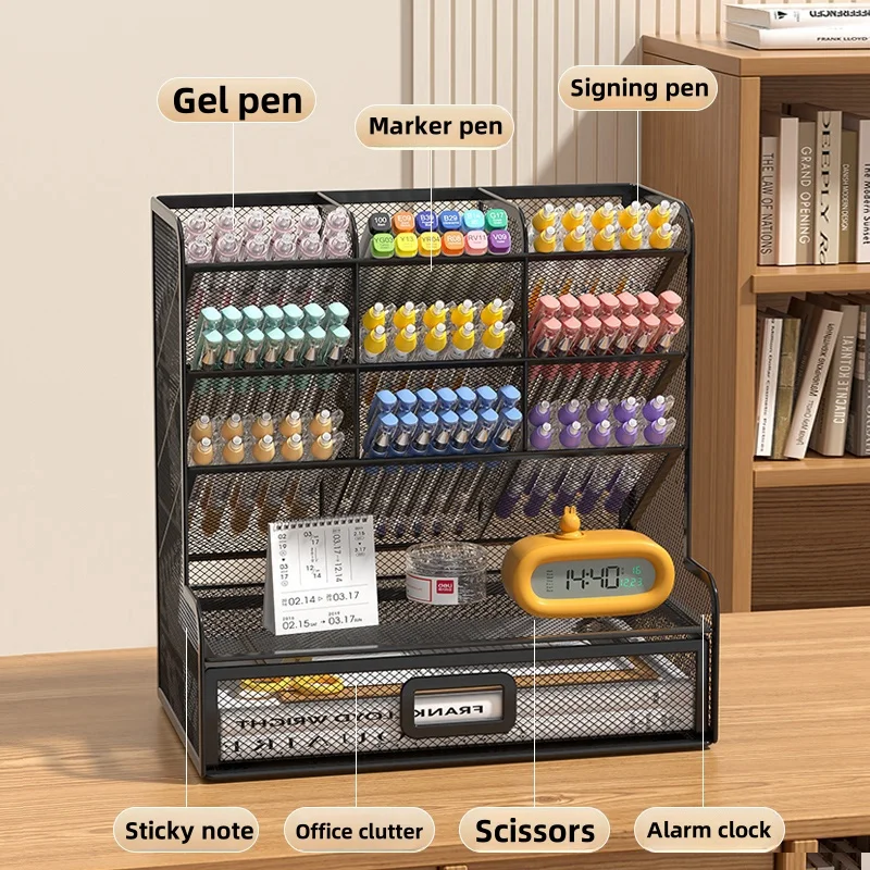منظم ثابت لسطح المكتب شبكي ، حامل متعدد الوظائف ، رف تخزين للمدرسة ، والمنزل ، والمكتب ، واللوازم الفنية ، وحامل أقلام شبكي #3