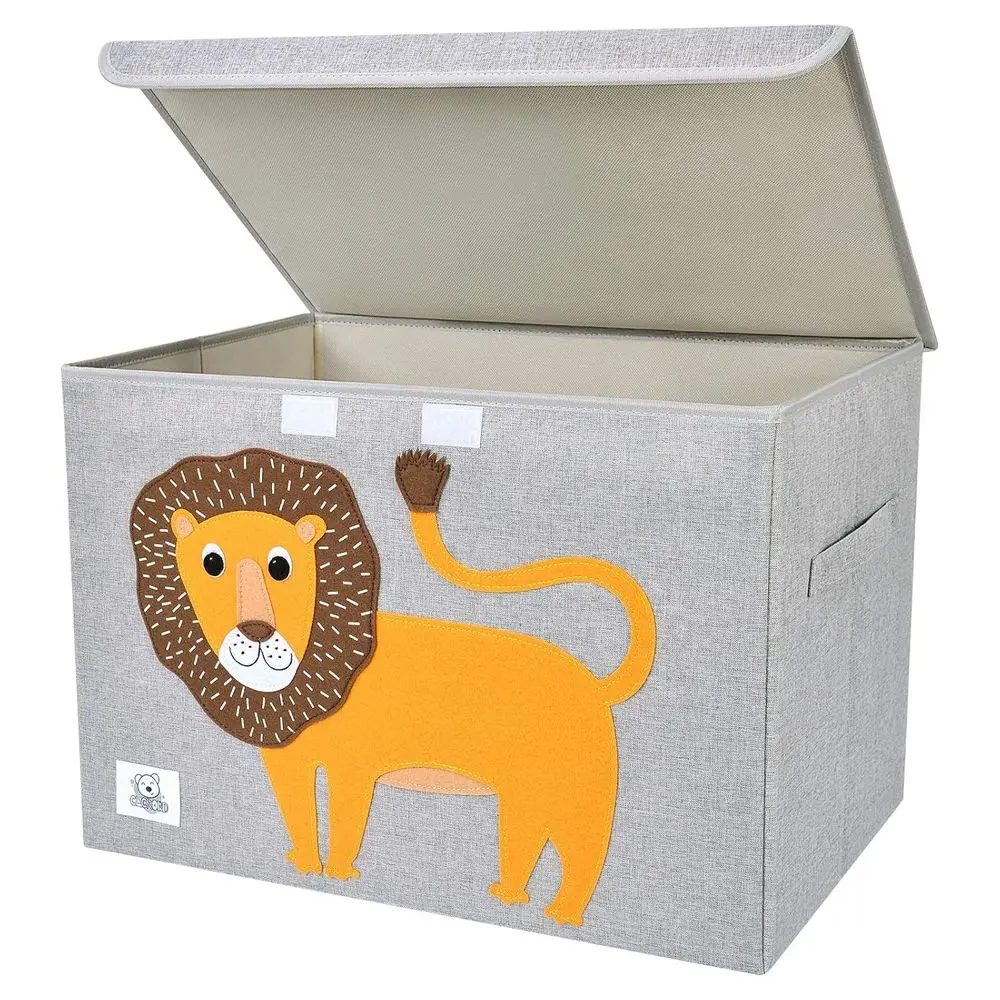 

Collapsible Fabric Lion Toy Chest with Flip Lid for Kids, Storage Organizer for Toddlers and Babies