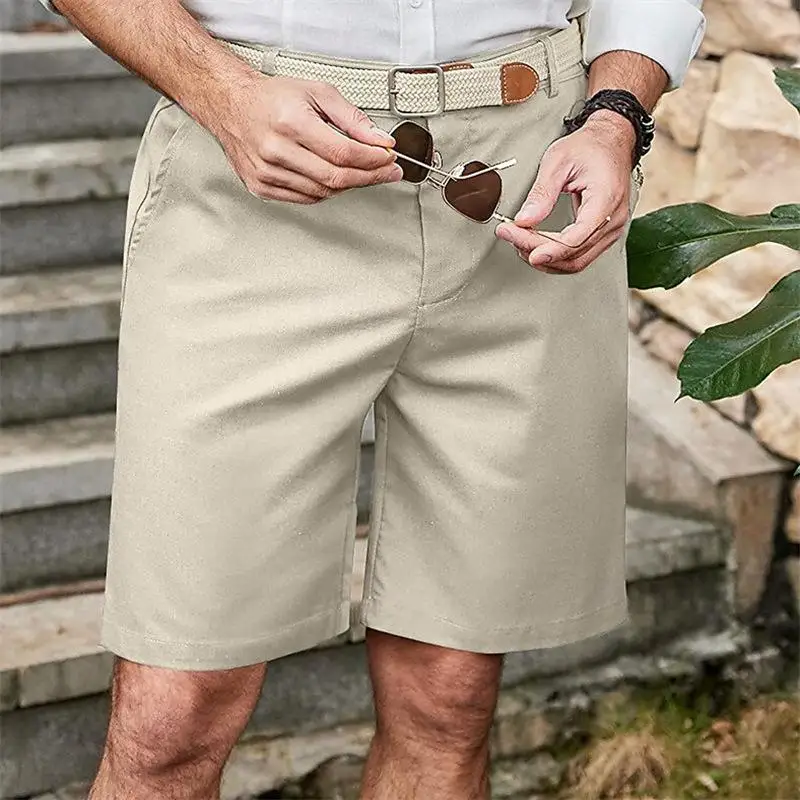 

2025 Summer Men's Casual Shorts Cotton Multi-Pockets Cargo Shorts Loose Daily Hiking Golf Knee Length Trousers Streetwear Man