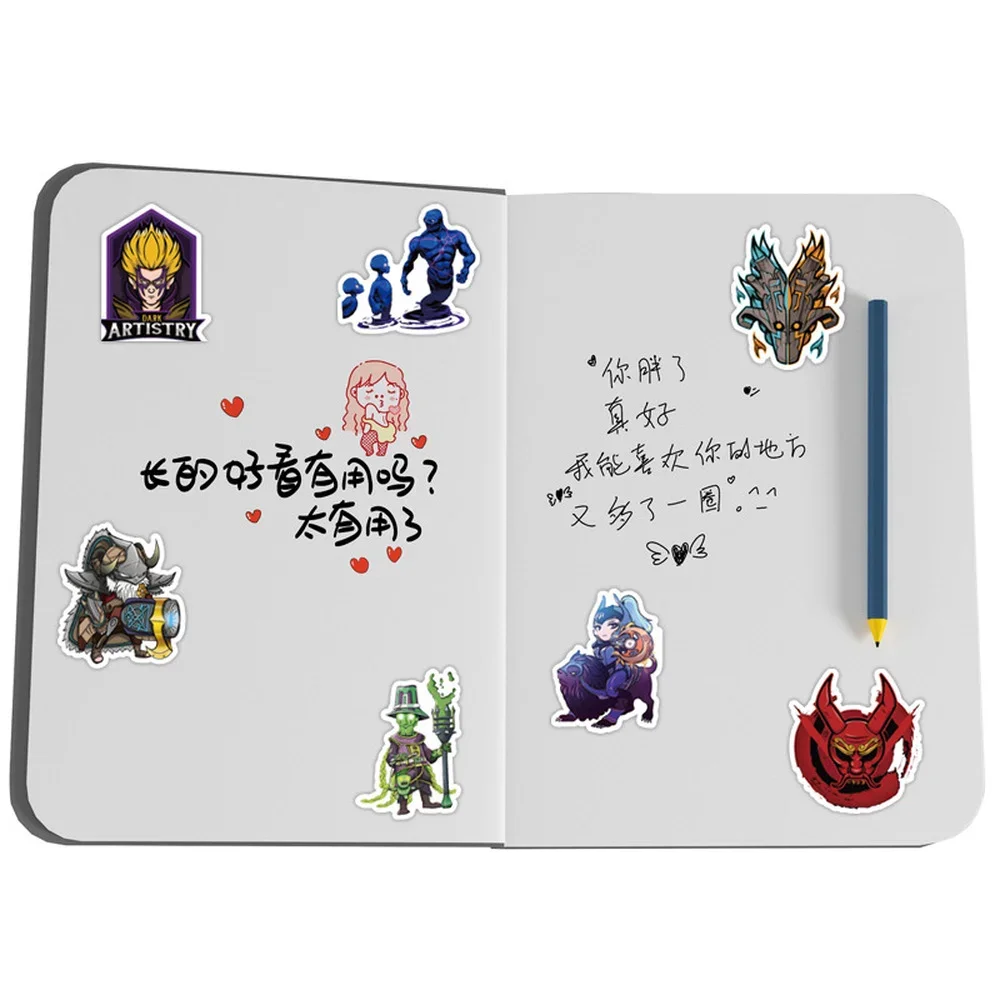 Dota 2 لعبة ملصقات الكرتون مضحك للأطفال ، ملصقات للدراجات ، حقيبة ، رائع ، كمبيوتر محمول ، الكتابة على الجدران ، لوح التزلج ، 10 قطعة ، 50 قطعة