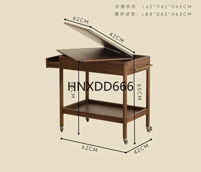 

Подвижная тележка, чайный столик из черного ореха, многофункциональный складной чайный столик
