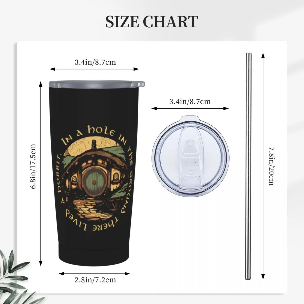 In A Hole In The Ground There Lived A Hobbit Stainless Steel Tumbler Vacuum Insulated Mug Thermal Cold Cup Straws With Lid 20oz