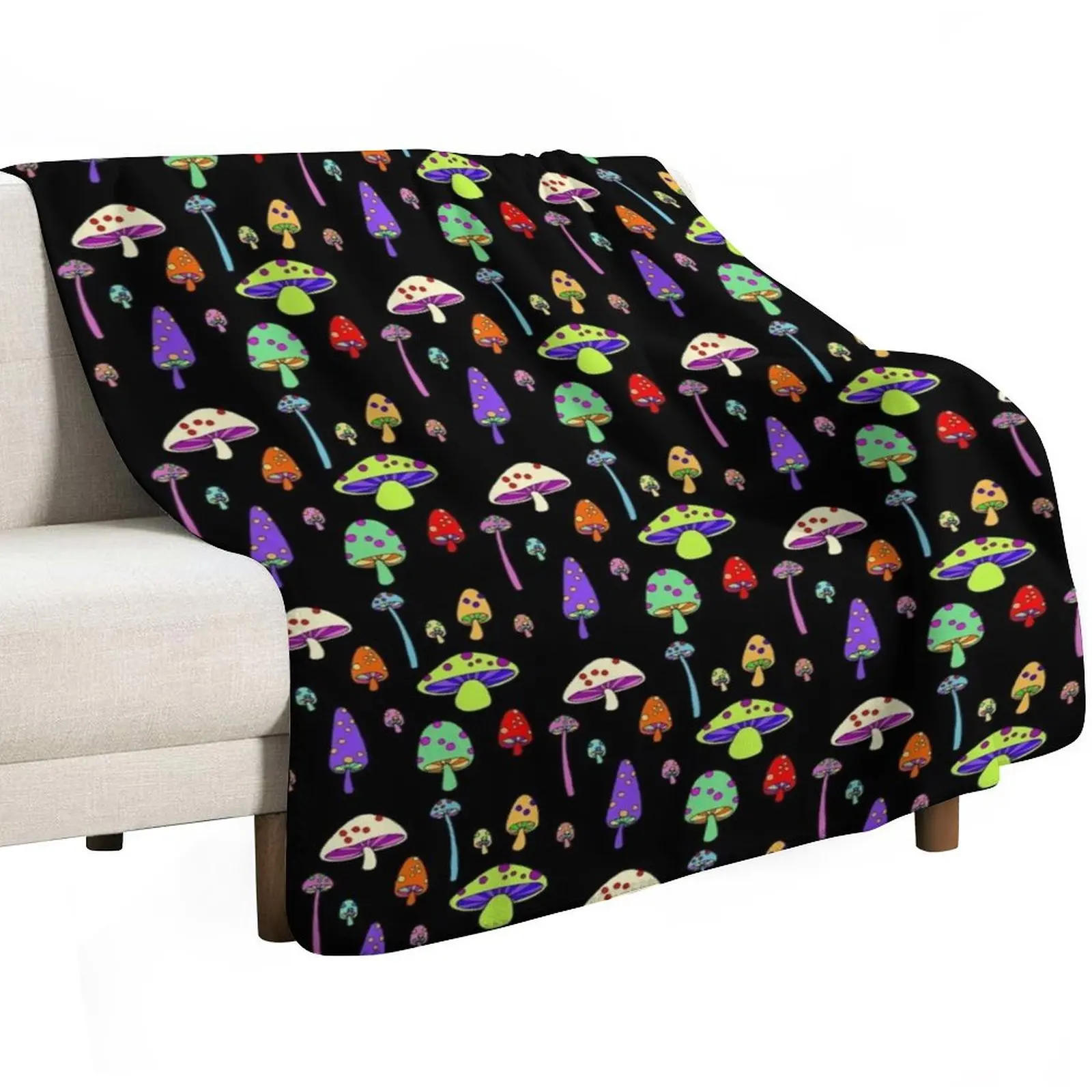 Technicolor Mushrooms Throw Blanket Fashion Sofas Custom Soft Plaid Stuffeds Summer Sofas Blankets