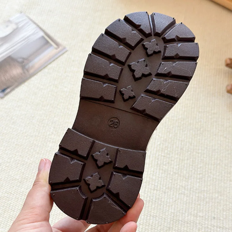 Winter Lace Ruffles Bow Kids Fashion Boots Short Warm Girls Princess Ankle Shoes Solid PU Zip Non Slip Children Boots