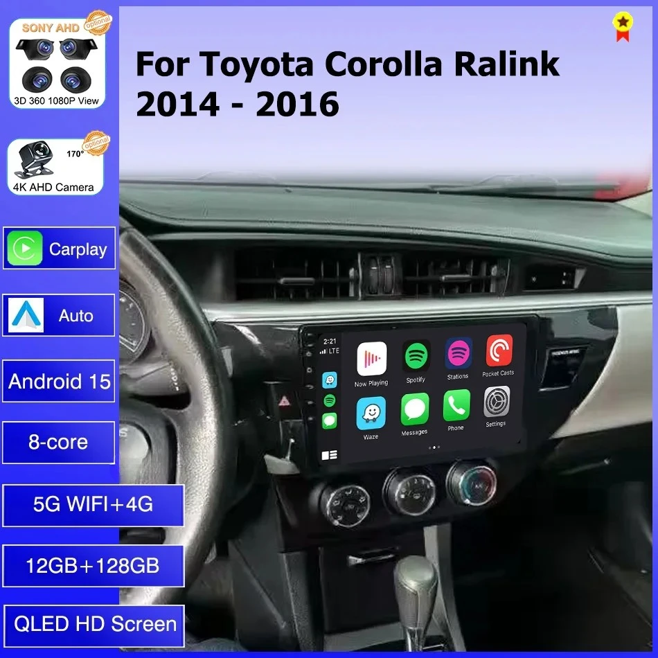 Android 15 2 Din Car Radio for Toyota Corolla Ralink 2014 - 2016 Multimedia Video Player Navigation MP5 Stereo Carplay Head Unit