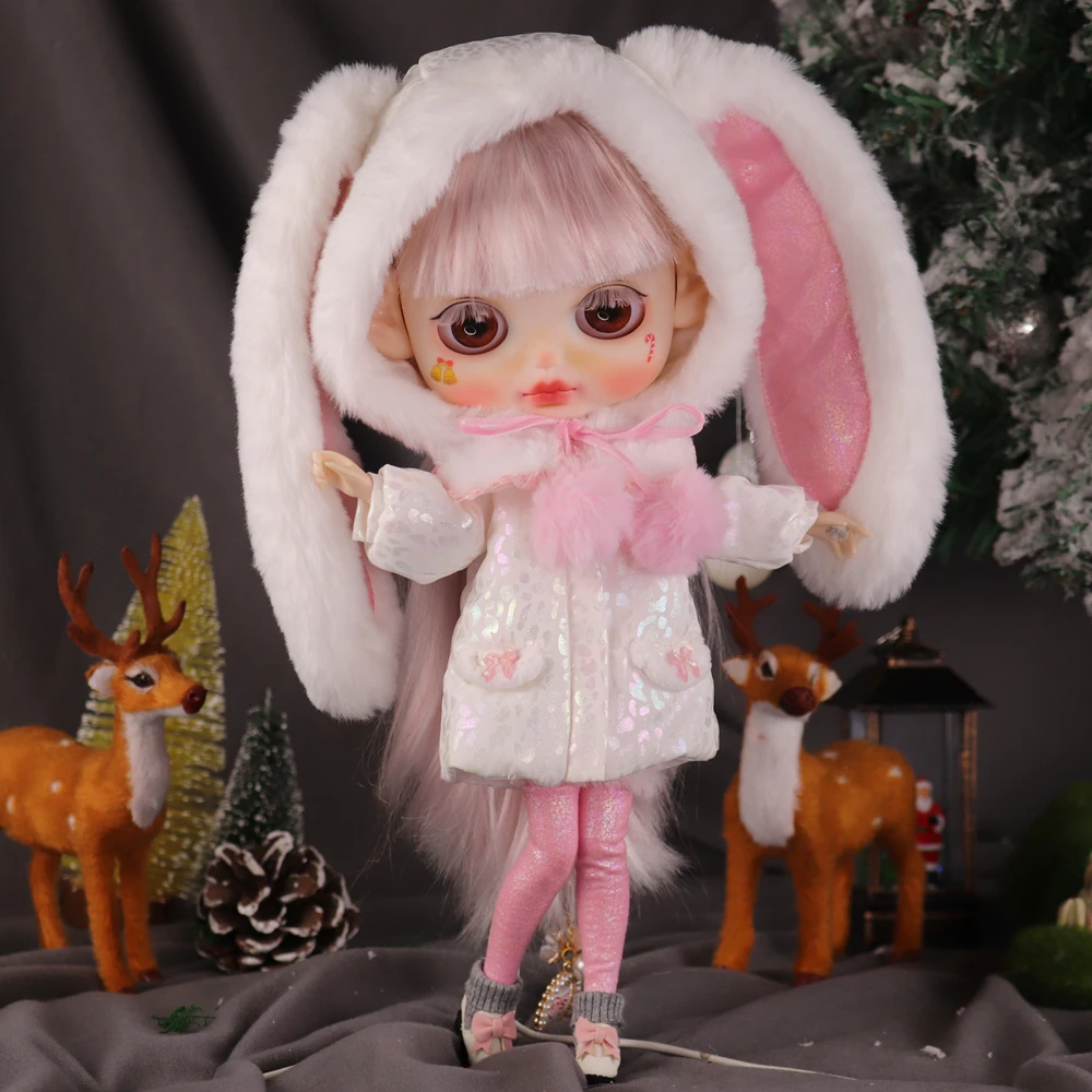 Santa Princess Ooak ICY DBS Blyth Doll Christmas Bell Carving Lips Buns Matte Face 1/6 BJD Azone S Anime Girl