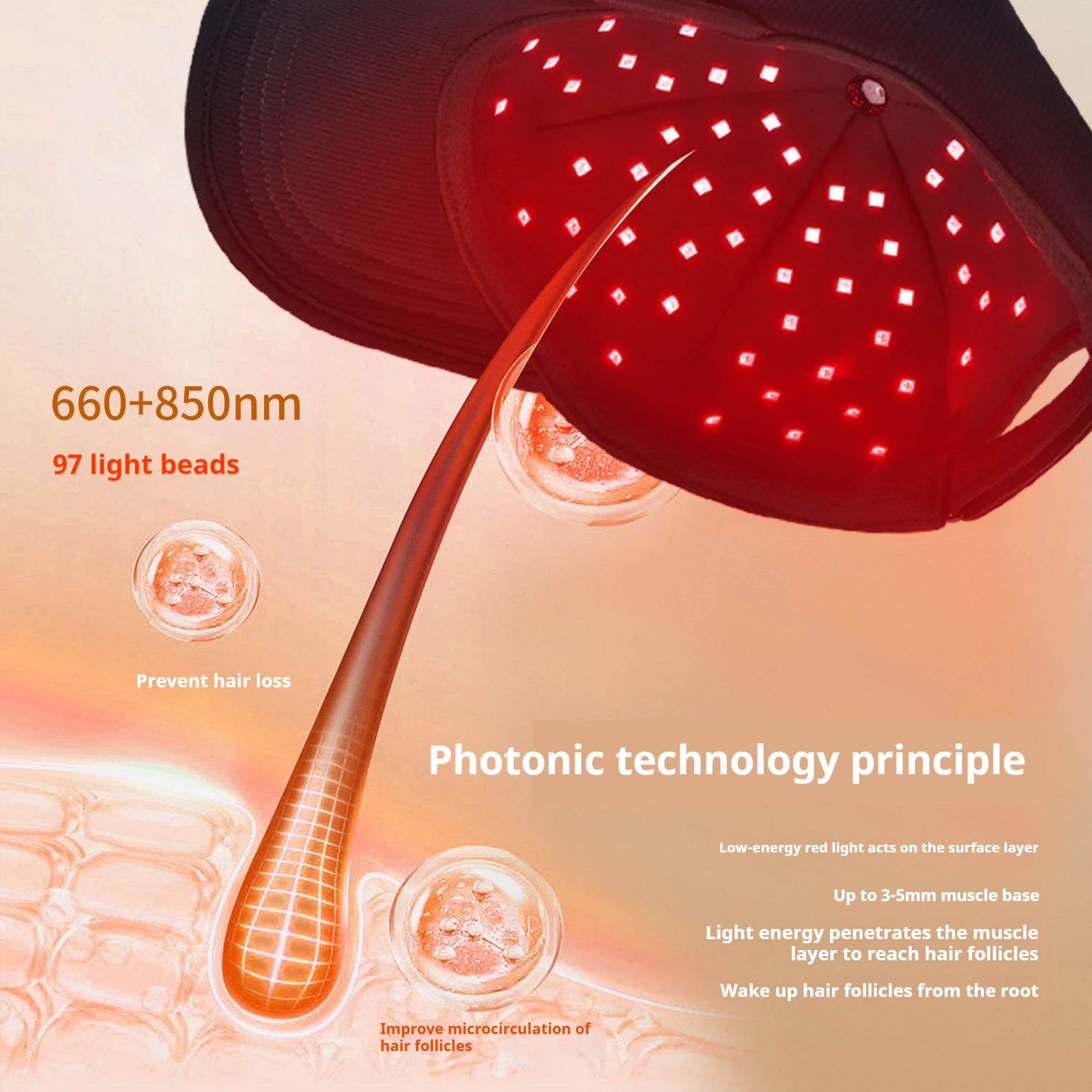 2025 Red Light Cap Infrared LED Hair Growth Regrowth Cap