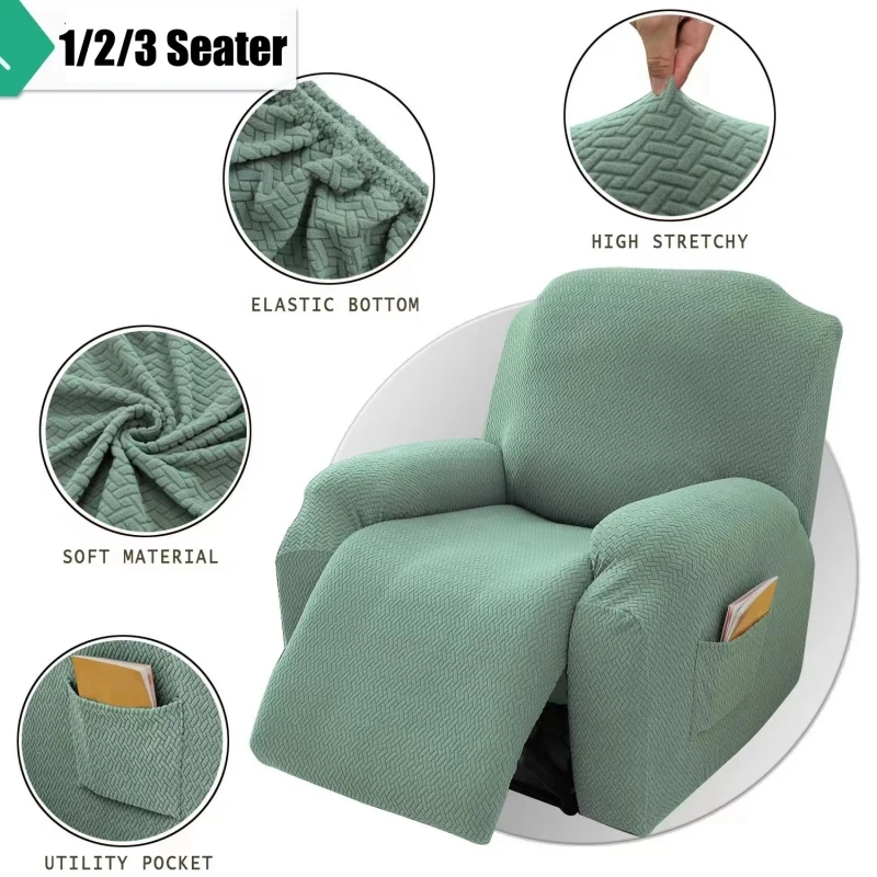 Elastic Recliner Sofa Cover Separated Jacquard 1/2/3 Seater Recliner Chair Cover for Lounge Chair - Stretchable Recliner Protect