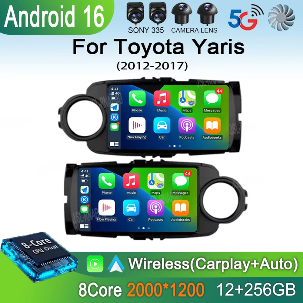

Автомагнитола Android 16 Carplay для Toyota Yaris 2012-2017, навигация GPS, мультимедийный плеер, стерео, Wi-Fi, Bluetooth, авто