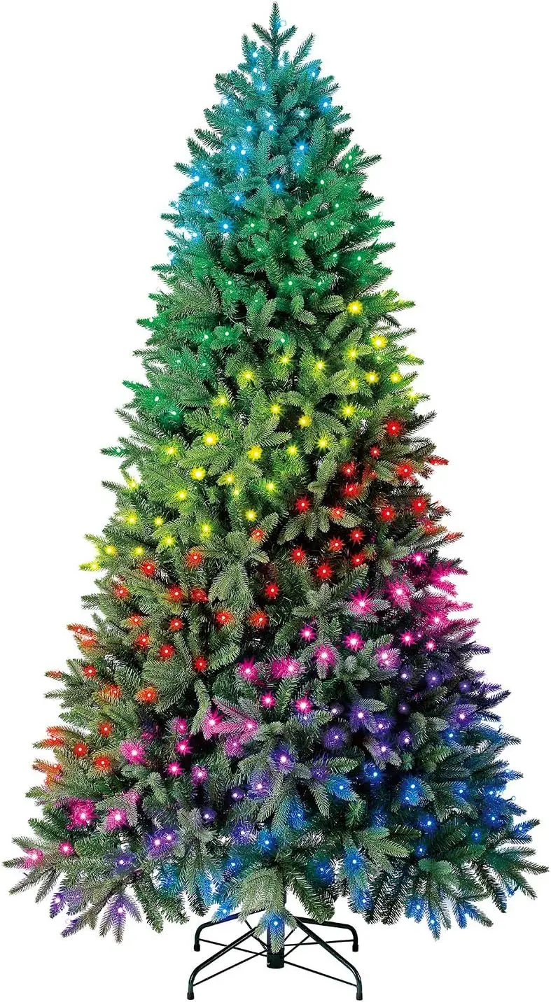 7.5 ft Twinkly Pre-Lit Aspen Pine Quick Set Artificial Christmas Tree, App-Controlled Multi-Color RGB Lights