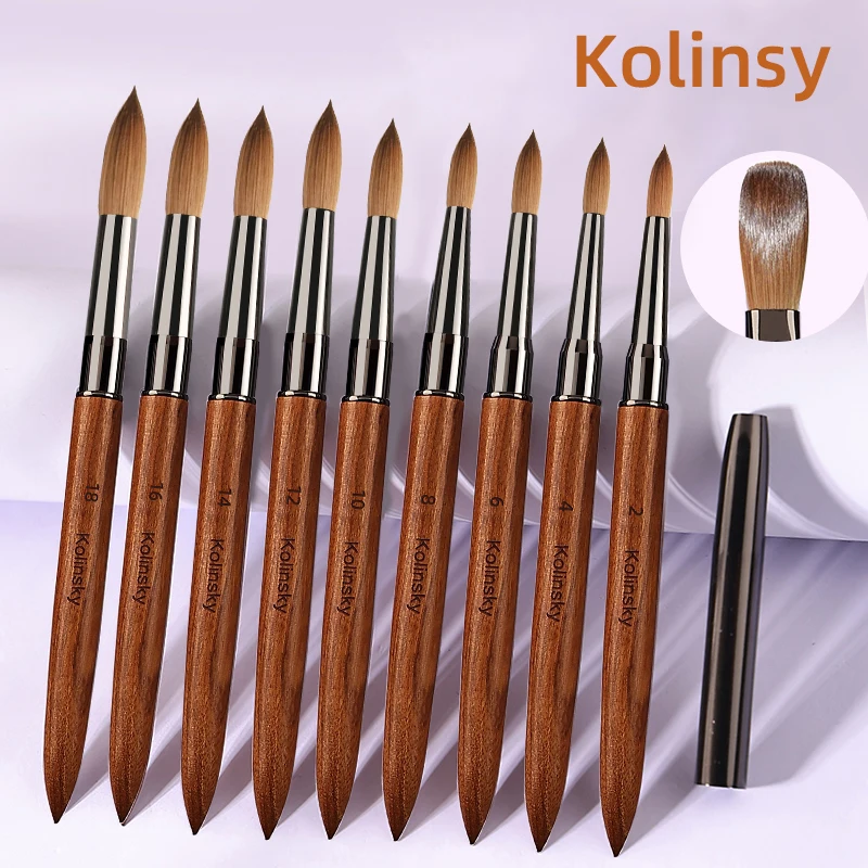 100% Pure Kolinsky Acrylic Nail Brush Sandalwood Handle Professional Nail Brush for Acrylic Application Nail Supplies