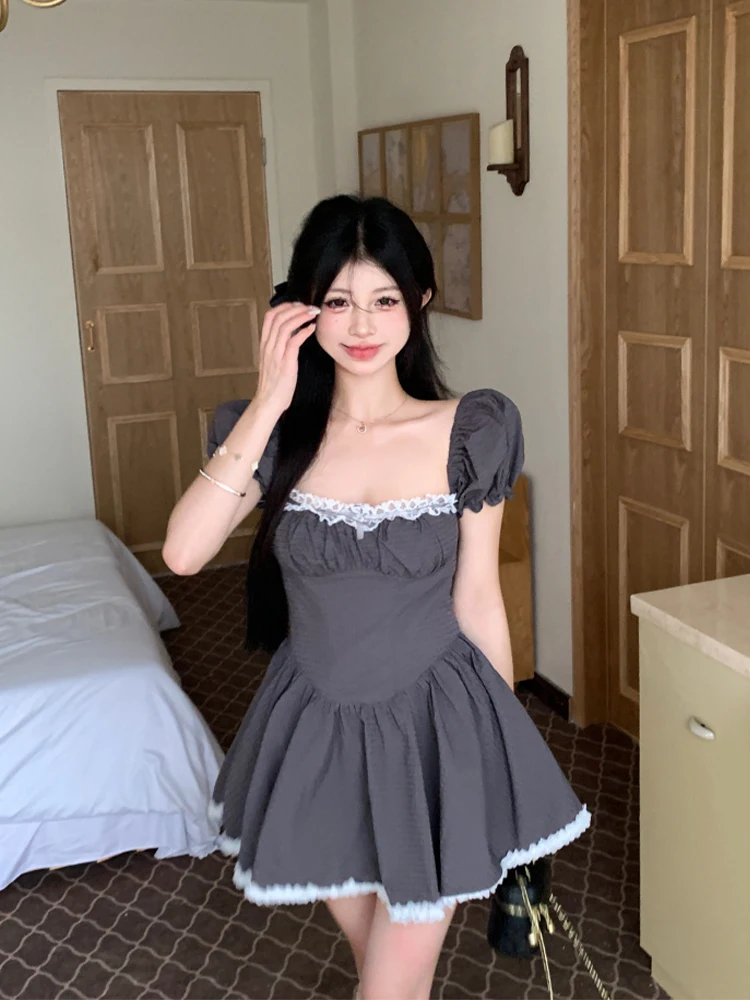 

Sexy Plump MM Sle Pure Desire Spicy Girl ort Puffy Skirt Dr Design Sensual Slimming High Waist A-Line Korean Version S...