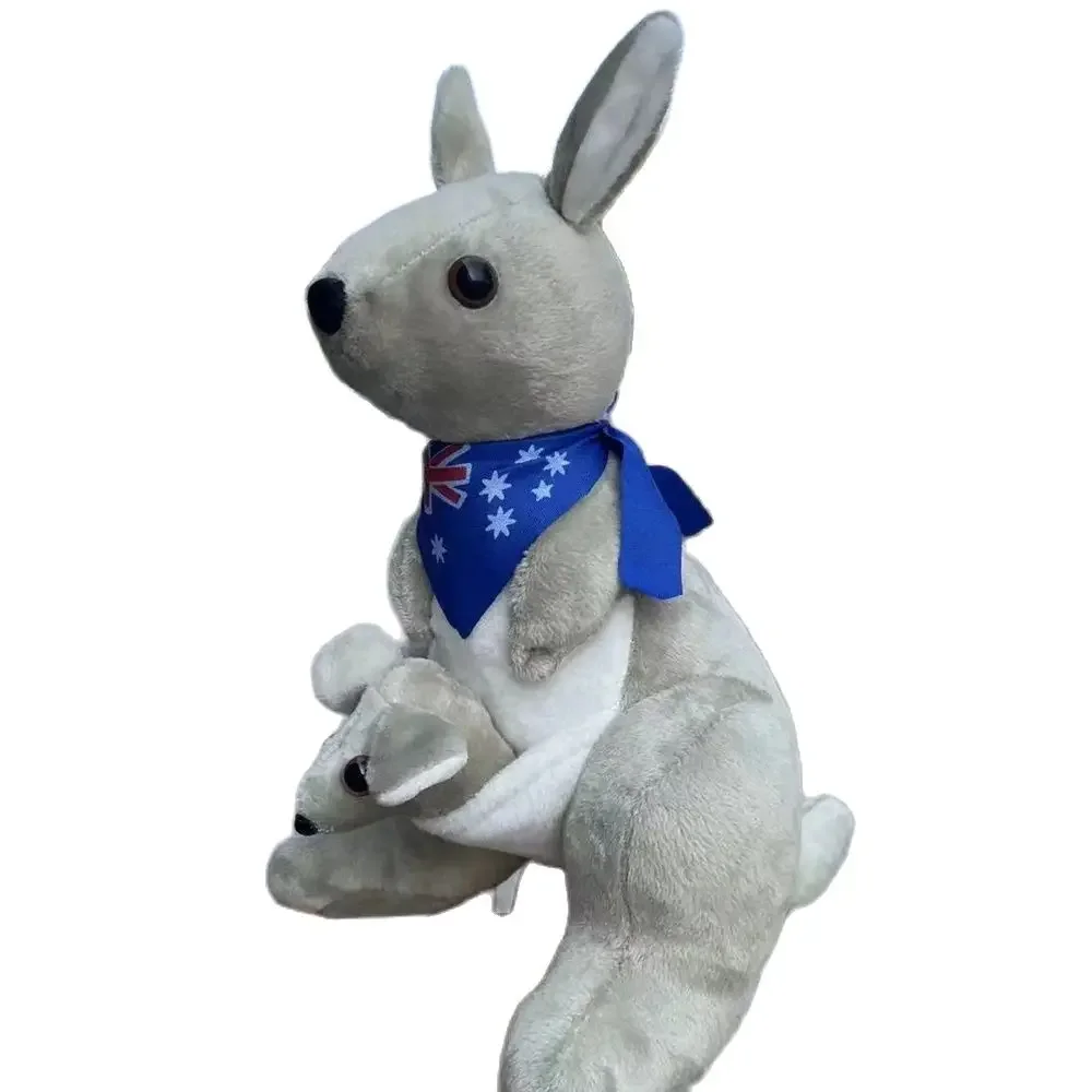 28CM Cartoon Family Kangaroo Plush Toy Cute Mother And Child With Australian Scarf Animal Doll Child Christmas Birthday Gift